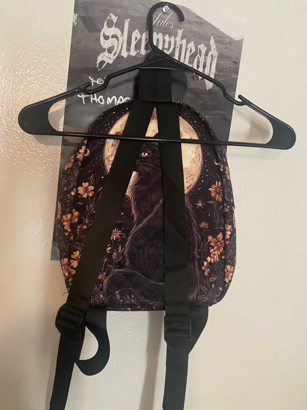 Black Cat Moon Quilted Mini Backpack - Picture 5 of 10